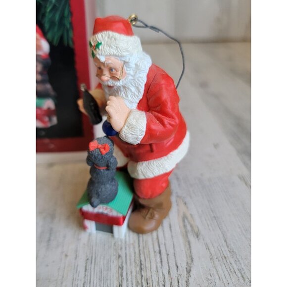 Hallmark playful pals Coca-Cola puppy Santa ornament Xmas - Picture 2 of 7